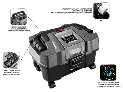 Odkurzacz warsztatowy Energy+ 18V, Li-Ion, 10 L, bez akumulatora - 2201199