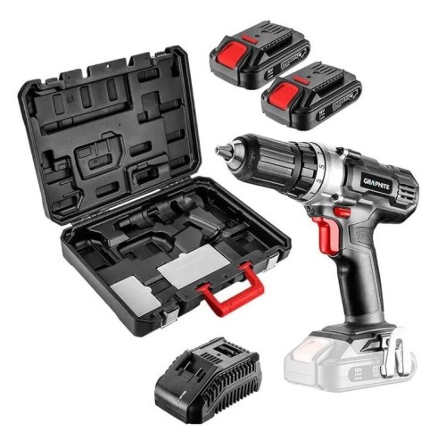 Wiertarko-wkrętarka akumulatorowa Energy+ 18V, Li-Ion, 2 aku 2Ah, ładowarka, walizka, 58G006-SET2 Graphite - 1736571
