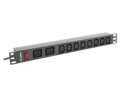 Listwa zasilająca Lanberg do RACK 1U 16A PDU 19" 2x C19, 8x IEC C13 2m czarna C20 - 2292594