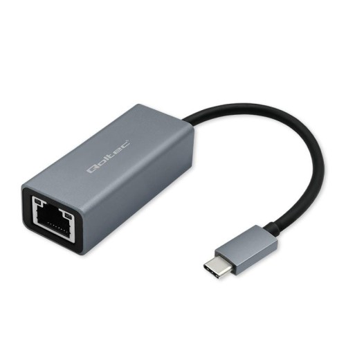 Kabel adapter Qoltec USB-C na RJ45 Ethernet | 1000Mb/s | Aluminiowa obudowa - 2040051