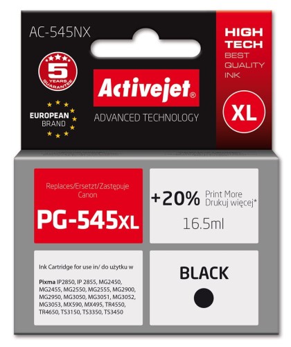 Activejet AC-545NX Tusz (zamiennik Canon PG-545XL; Supreme; 16,5ml; Black) - 2179980