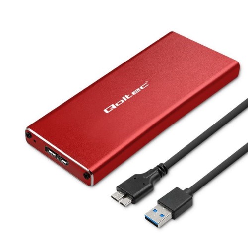 Obudowa/kieszeń Qoltec na dysk M.2 SSD | SATA | NGFF | USB 3.0 | Super speed 5Gb/s | 2TB | Czerwony - 2294438