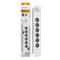 Listwa antyprzepięciowa Qoltec | 6 gniazd | 2 x USB | 1.8m | Biało - szara - 2295533