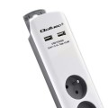 Listwa antyprzepięciowa Qoltec | 6 gniazd | 2 x USB | 1.8m | Biało - szara - 2295539