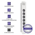 Listwa antyprzepięciowa Qoltec | 6 gniazd | 2 x USB | 1.8m | Biało - szara - 2295535