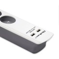 Listwa antyprzepięciowa Qoltec | 6 gniazd | 2 x USB | 1.8m | Biało - szara - 2295538