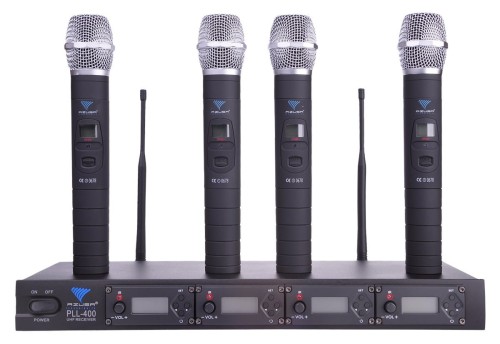 Mikrofon PLL-400 UHF 4 kanały (4 mikrofony do ręki) - 1923427