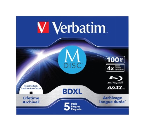 M-DISC BD-R Verbatim 100GB X4 Printable (5 Jewel Case) - 2281224