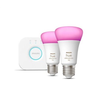 Zestaw startowy Philips Hue HueWCA 2 szt., mostek | E27 | 11 W | Światło białe i kolorowe, 2000K-6500K +16 milionów kolorów | Bluetooth i Zigbee