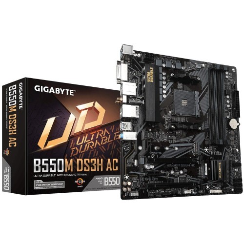 Płyta Gigabyte B550M DS3H AC /AMD B550/DDR4/SATA3/M.2/USB3.0/WiFi/BT/PCIe4.0/AM4/mATX - 1985121