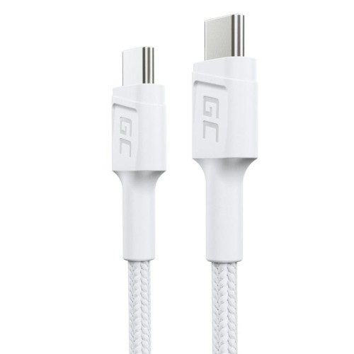 Green Cell PowerStream - Kabel Przewód USB-C - USB-C 30 cm Power Delivery 60W, QC 3.0 (biały) - 2300414