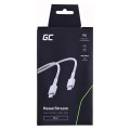 Green Cell PowerStream - Kabel Przewód USB-C - USB-C 30 cm Power Delivery 60W, QC 3.0 (biały) - 2300417