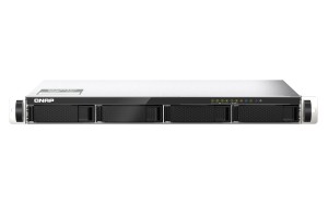 Qnap TS-435XeU-4G, 1U, 4 x 2.5"/3.5" SATA , Marvell Octeon TX2 CN9130 / CN9131 quad-core, 4GB DDR4 SODIMM (Max. 32GB), 2 x 10GbE SFP+, 2 x 2.5GbE, Single PSU