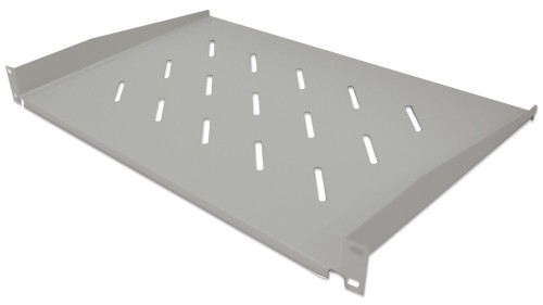 Półka 1U 350mm Rack 19, 2 pkt mocowania, perforowana, szara - 2237829