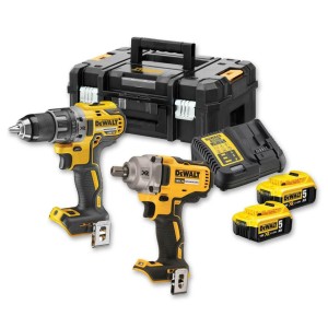 Zestaw combo DeWalt DCK2077P2T-QW Aku18V Wiertarko-wkrętarka DCD791 + Klucz udarowy DCF894 + 2 walizki systemowe TSTAK + 2 akumulatory XR 18V 5,0Ah + ładowarka wielonapięciowa