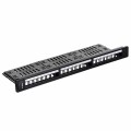 Patch panel pusty Lanberg PPKS-1124-B 24 port 1U 19" z organizerem do modułów keystone czarny - 2304800