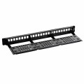 Patch panel pusty Lanberg PPKS-1124-B 24 port 1U 19" z organizerem do modułów keystone czarny - 2304803