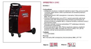 Lincoln Electric Spawarka inwertorowa wielofunkcyjna Speedtec 215C 115-230V (K14146-1)