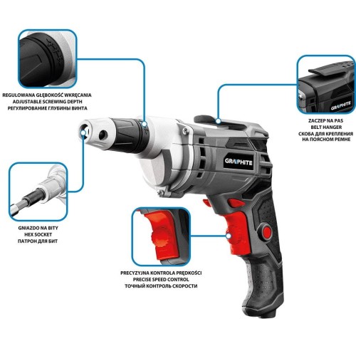 Wiertarko-wkrętarka sieciowa 520W, obroty 0-4200 min?1, walizka - 2201657