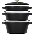Zestaw 3 naczyń żeliwnych z pokrywką STAUB 40508-386-0 - czarny 24 cm - 1895496