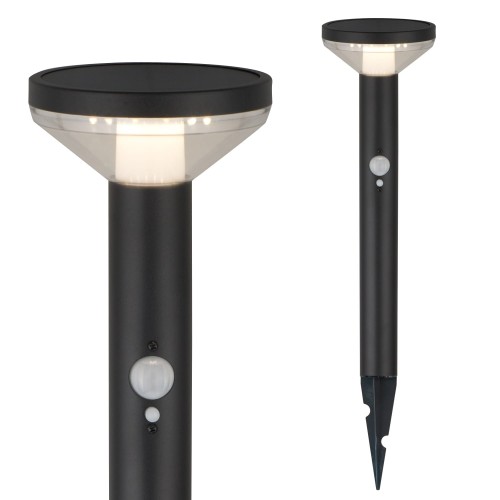 Lampa solarna LED z czujnikiem Maclean MCE465 B, czarna, IP44, 3 tryby świecenia, bateria Li-ion 18650 3,7V 1200 mAh, wbijana - 1921255