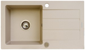 Zlewozmywak granitowy jednokomorowy z ociekaczem Maidsinks 76x44 1B 1D beż piaskowy (Pyragranit; kolor beżowy)