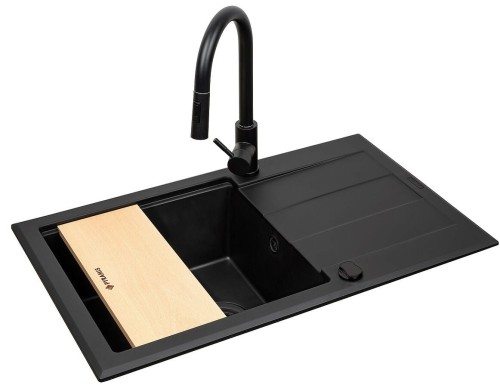 Zestaw - Zlewozmywak PYRAMIS SPARTA PLUS LUX (78x48) 1B 1D + Bateria IDEA Black Edition - 070175802BE - Volcano - 2001707