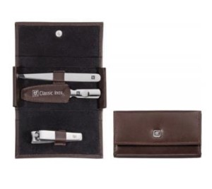 Zestaw podróżny do manicure ZWILLING 97435-006-0 Classic Inox – brązowe, skórzane etui 3 elementy