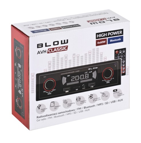 Radio samochodowe BLOW CLASSIC 78-287# (Bluetooth, USB + AUX + karty SD) - 1050195
