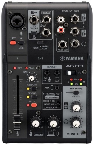 Yamaha AG03 MK2 czarny - 3-kanałowy mikser do streamingu na żywo z interfejsem audio USB - 2201670