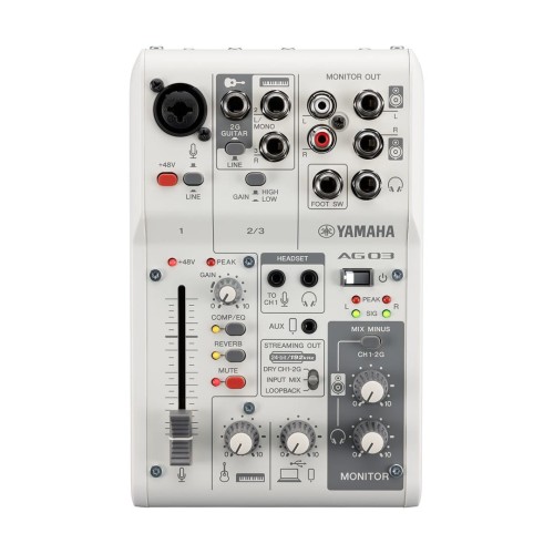 Yamaha AG03 MK2 biały - 3-kanałowy mikser do streamingu na żywo z interfejsem audio USB - 2201673