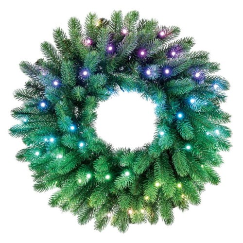 Twinkly Wstępnie oświetlony wieniec – 50 RGB LED, Regal 24" zielony przewód, typ wtyczki C - 2202126