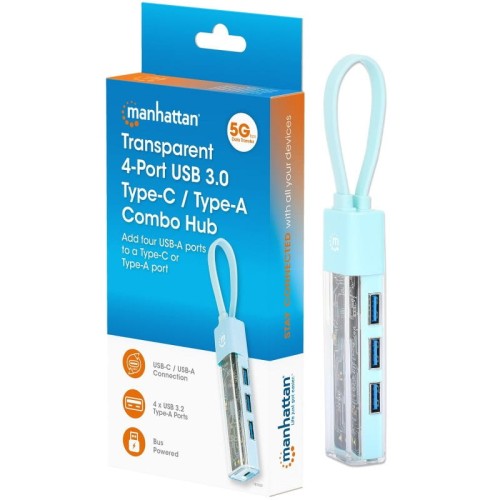 Hub USB 3.2 Gen1 Typ-C/A 4x USB-A 3.0 pasywny przezroczysty - 2318653