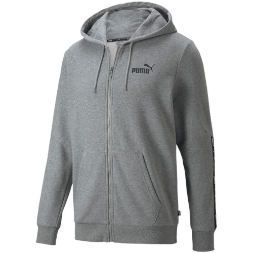 Bluza męska Puma ESS+ Tape Full-Zip Hoodie TR szara 848768 03 - 1953353