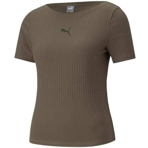 Koszulka damska Puma HER Ribbed Slim Tee Grape Leaf khaki 531917 44 XL - 2321317