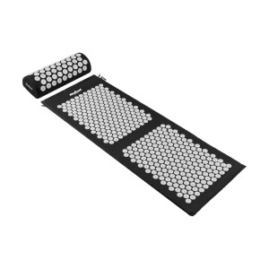 Mata zdrowotna z kolcami do akupresury z poduszką, 130x50cm, czarna,  Rebel Active