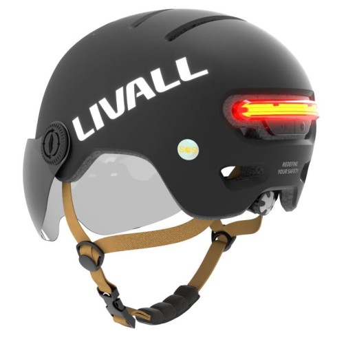Kask Livall L23 czarny 54-58cm z szybką ochronną LED/SOS - 2323086