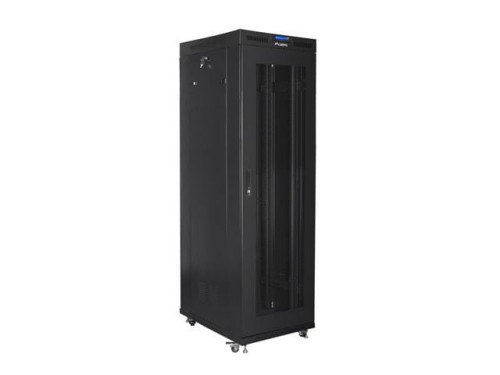 Szafa instalacyjna Rack stojąca 19" 42U 800x800 Drzwi perforowane czarna Lanberg LCD (flat pack) - 2323749