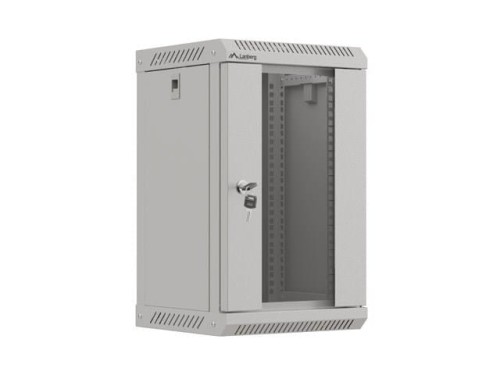 Szafa instalacyjna Rack Lanberg Wisząca 10" 9U 300x300 Drzwi Przeszklone (flat pack) Szara - 2323757