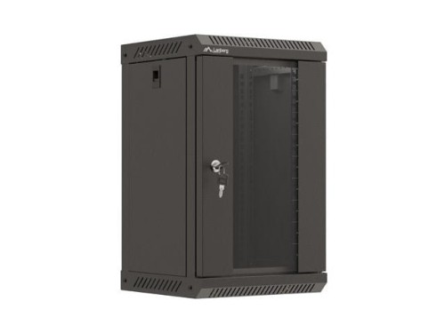 Szafa instalacyjna Rack Lanberg Wisząca 10" 9U 300x300 Drzwi Przeszklone (flat pack) Czarna - 2323760