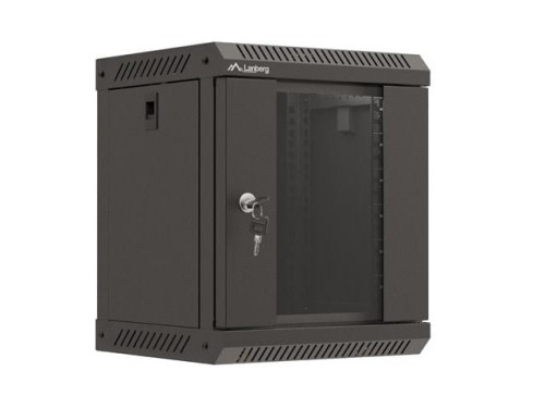 Szafa instalacyjna Rack Lanberg Wisząca 10" 6U 300x300 Drzwi przeszklone (flat pack) Czarna - 2323764