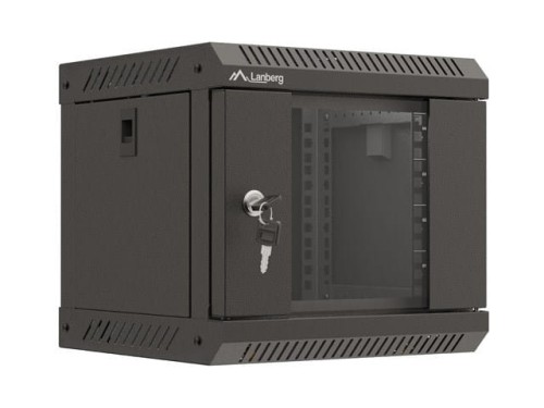 Szafa instacyjna Rack Lanberg Wisząca 10" 4U 300x300 Drzwi Przeszkolone (flat pack) Czarna - 2323765