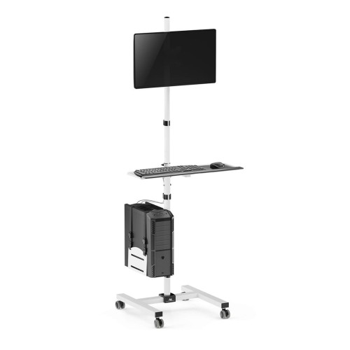 Wózek stand profesjonalny Maclean, mobilne stanowisko komputerowe na kółkach, max 17"-32", max 20kg, MC-793 W - 2324675
