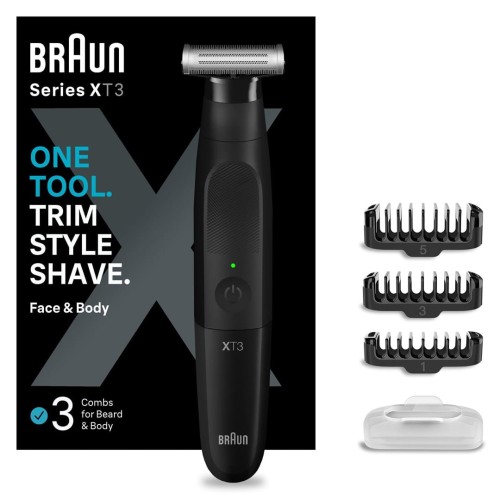 Trymer do brody Braun | Seria XT 3100 | Bezprzewodowy | Liczba stopni długości 3 | Czarny - 2230676