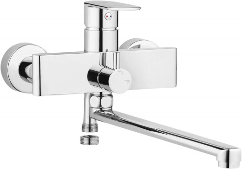 Bateria umywalkowo-wannowa ścienna z wydłużoną wylewką - podłączenie na wąż BGA_056M 5908212062876 - 2257091