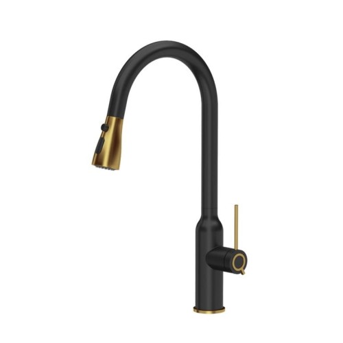 JESSICA Q LINE Pull out shower SteelQ pure carbon mat/Nano PVD zĹ‚oty - 2103549