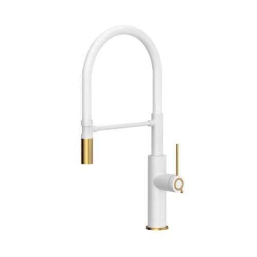 QUADRON bateria kuchenna GEMMA Q LINE SteelQ snow white / Nano PVD zĹ‚oty, biaĹ‚y wÄ…ĹĽ - 2103516