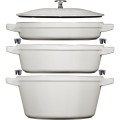 Zestaw 3 naczyń żeliwnych z pokrywką STAUB 40508-388-0 - biała trufla 24 cm - 1881852