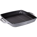 Kwadratowa patelnia żeliwna grillowa Staub z dwoma uchwytami - 33 cm, Grafitowy - 1941037
