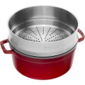 Garnek żeliwny okrągły z wkładem STAUB 40510-601-0 - czerwony 5.25 ltr - 1173696